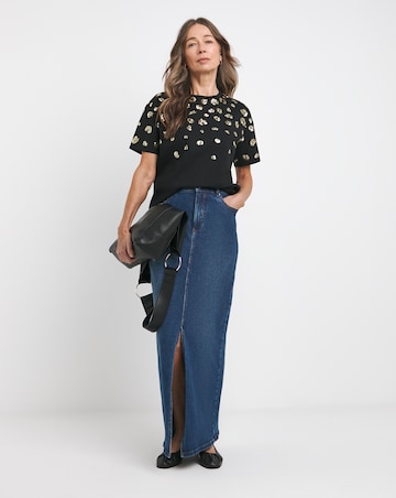 Black Animal Sequin Crew Neck T-Shirt