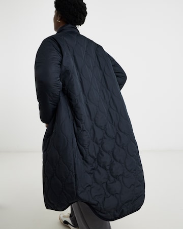 Dark Navy Reversible Borg Quilted Coat