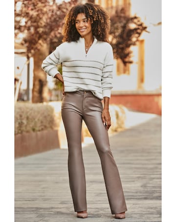 Sosandar Stripe Zip Collar Jumper