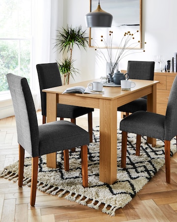 Dakota Small Dining Table with 4 Ava Fabric Chairs