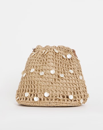 Raffia Mother of Pearl Detail Pouch Bag