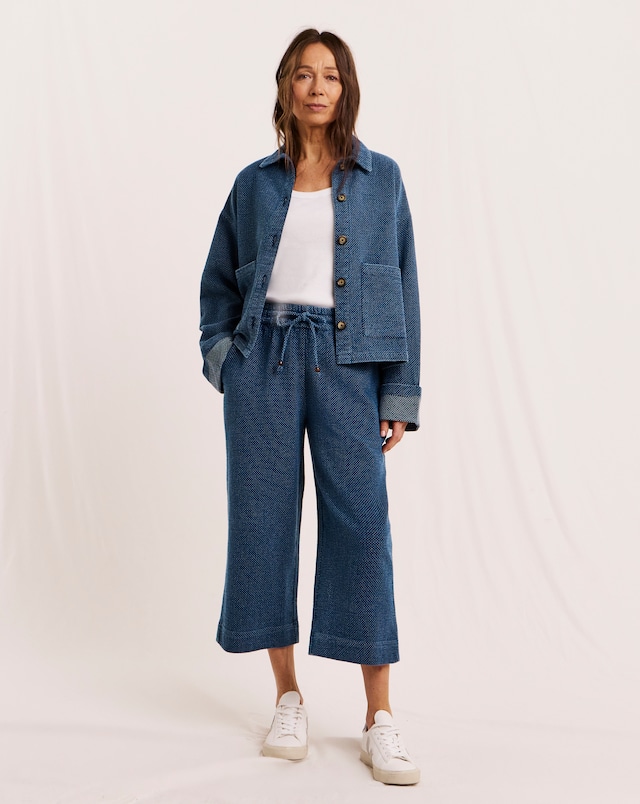 Julipa Denim Stitch Pull On Crop Trouser
