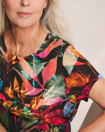 Julipa Textured Crinkle Button Shoulder Tiered Dress