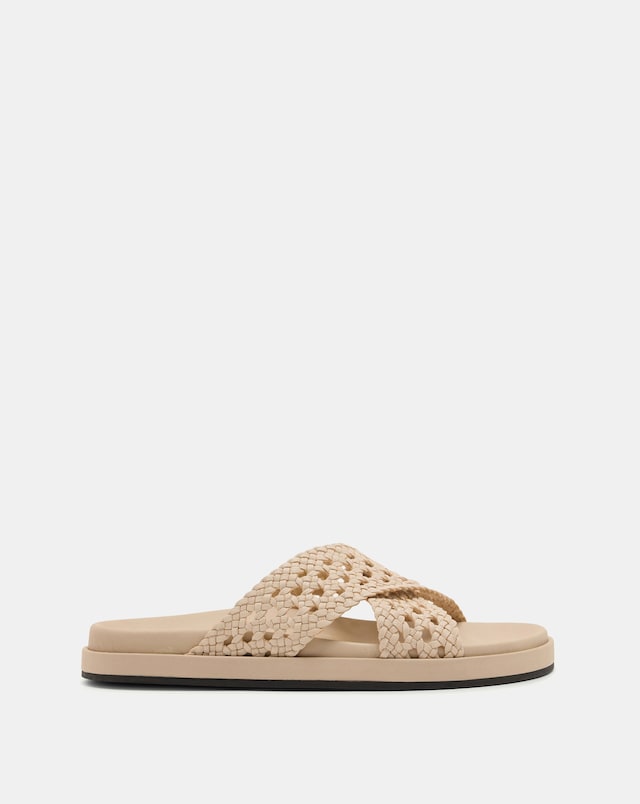 Nobodys Child White Weave Cross Strap Sliders - Standard Fit (D)