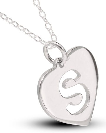 Sterling Silver Initial Heart Pendant on 18 Inch Chain