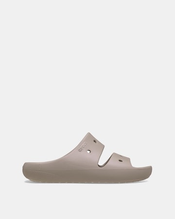 Crocs Taupe Classic Two Strap Slider Sandals- Standard Fit (D)