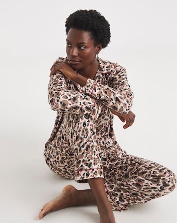 Pretty Secrets Button Through Revere Pyjama Set Animal Print