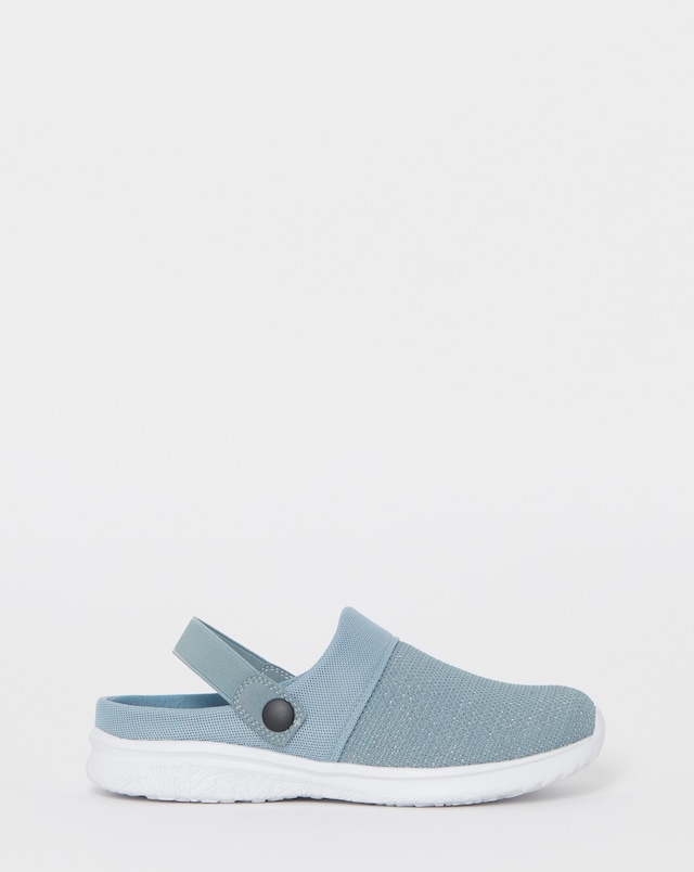 Cushion Walk Blue Glitter Back Strap Clogs - Wide Fit (E)