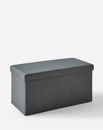 Faux Linen Drawer Ottoman