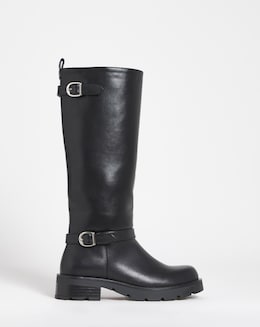 Sonny Knee High Biker Boots - Wide Fit (E) &amp; Curvy Calf