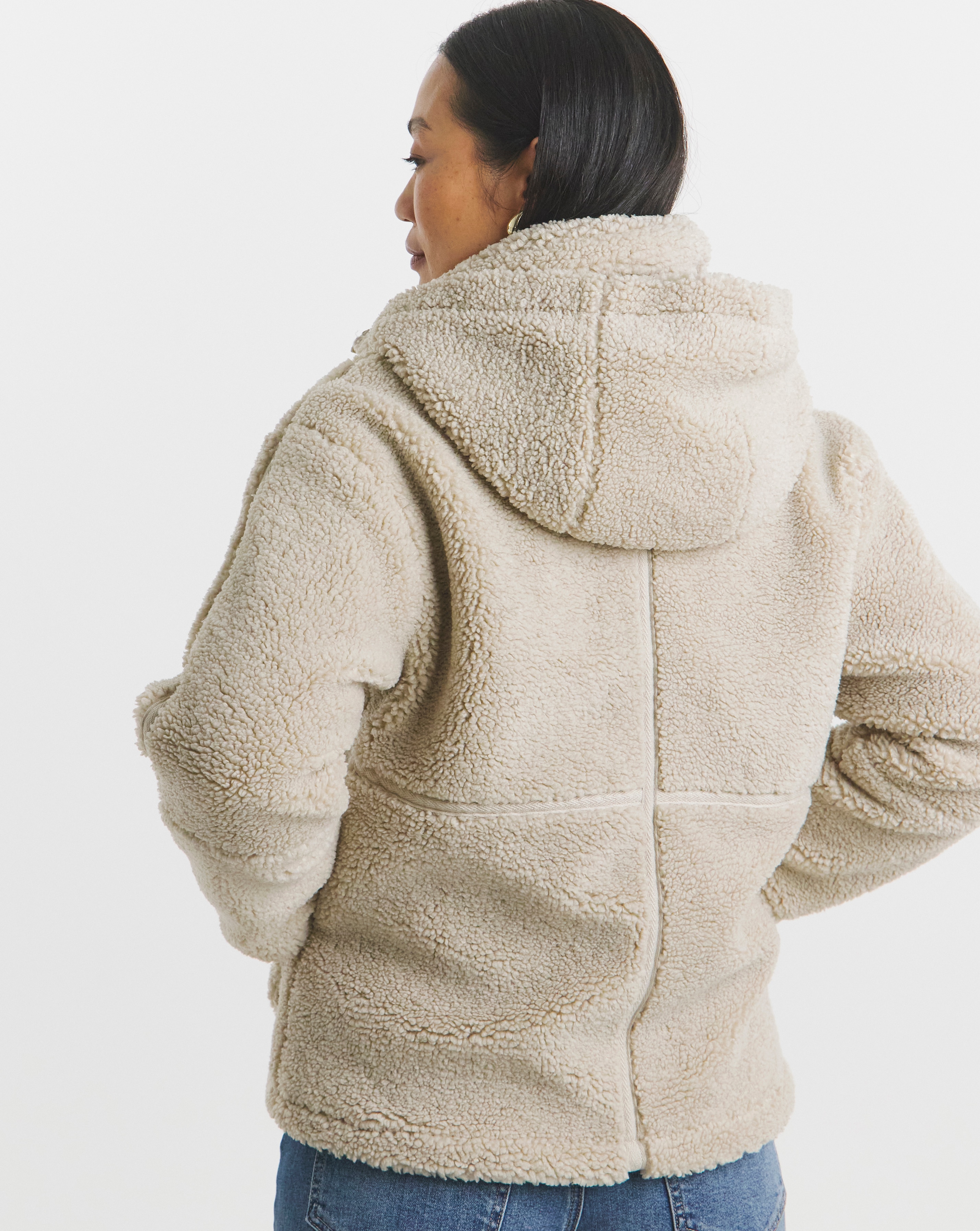 Cream Short Lined Borg Jacket JD Williams