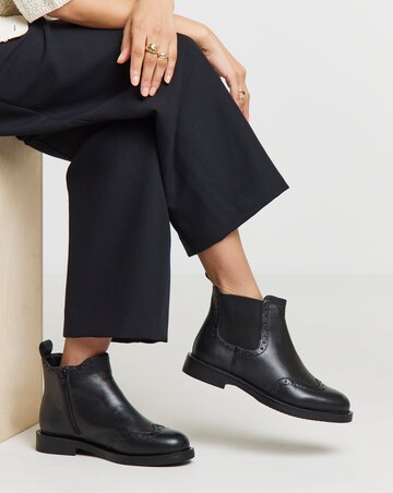 Samantha Leather Chelsea Boot With Brogue Detailing - Wide Fit (E)