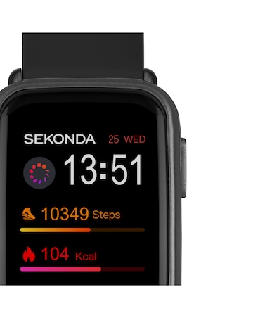 Sekonda Track Smart Watch - Black Plastic Case & Silicone Strap