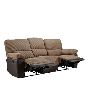 Harlow Fabric/Faux Leather Recliner 3 Seater Sofa