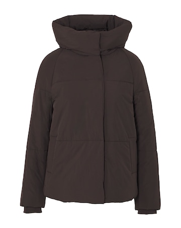 Chocolate Funnel Neck Padded Coat