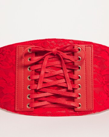 Red Lace Detail Waist Corset Belt