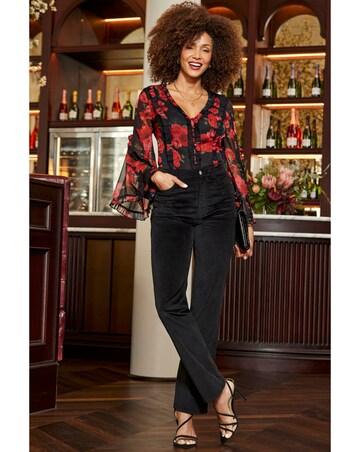 Sosandar Ruffle Front Wide Sleeve Top