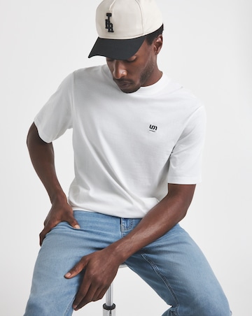 Union Embroid T-Shirt Long Length-White