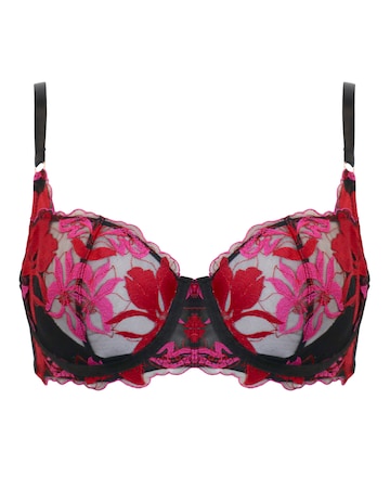 Pour Moi Roxanne Full Cup Wired Side Support Bra Blk/Red/Pink