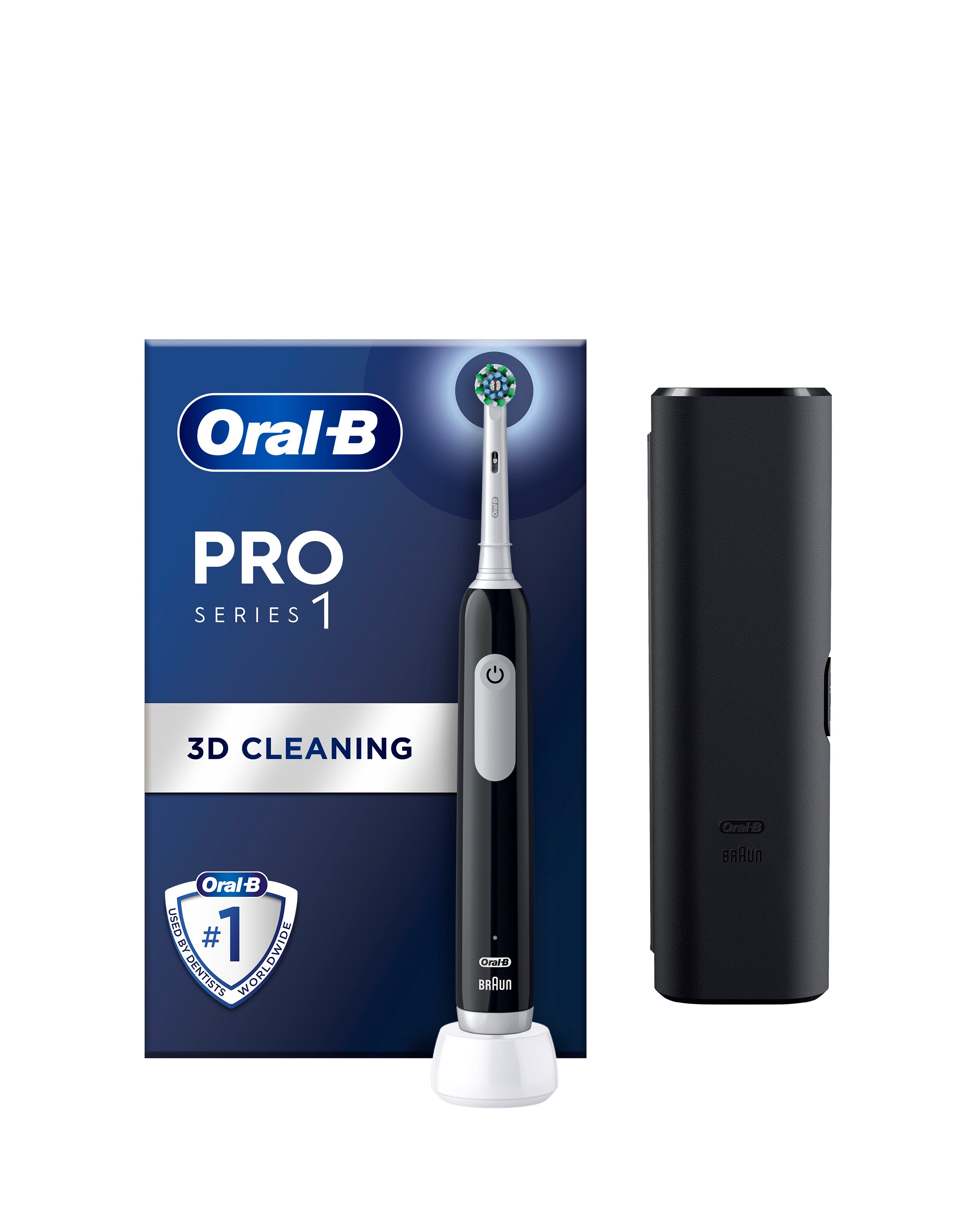 Oral-B Pro 1 Black Electric Toothbrush + Travel Case