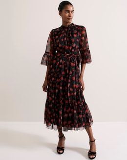 Phase Eight Lela Floral Textured Midi Dress