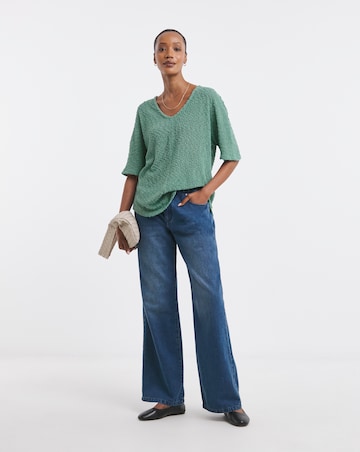 Popcorn Yarn V-neck Short Sleeve Top