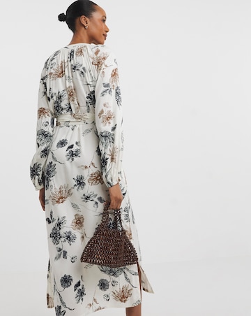 Printed Belted Kaftan Dress