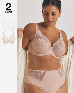 Pretty Secrets (2 Pack) New Ella Full Cup Wired Bras (C-J) Blush/White