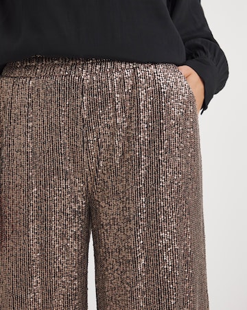 Bronze Stretch Sequin Wide Leg Trousers