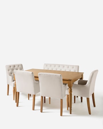 Margot Oak Dining Table with 1 Mae Bench & 4 Mae Chairs