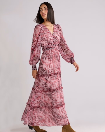 Ro&Zo Snake Print Frill Detail Maxi Dress