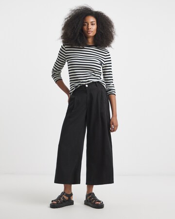 Simply Be Black Crop Wide Leg Jeans with Tencel TM Lyocell