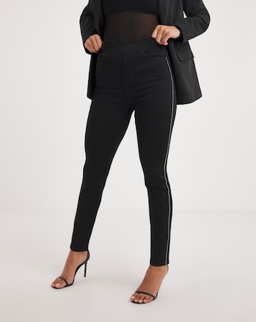 Black Embellished Side Slim Jegging