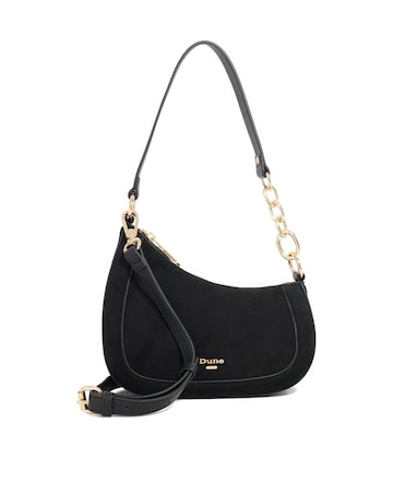 Dune Direction Real Suede Asymmetric Chain Detail Shoulder Bag