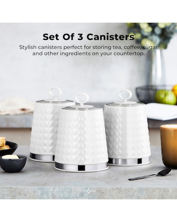 Tower Solitaire Set of 3 Canisters White