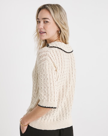 Crochet Short Sleeve Collar Jumper