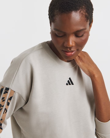 adidas Leopard Print 3 Stripe Sweatshirt