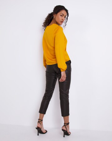 Yellow V-Neck Long Sleeve Top With Side Tie