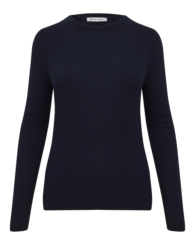 Anthology Navy Cotton Modal Long Sleeve Top