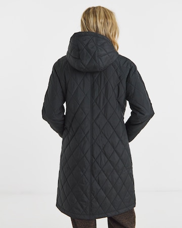 Black Hooded Quilt Coat