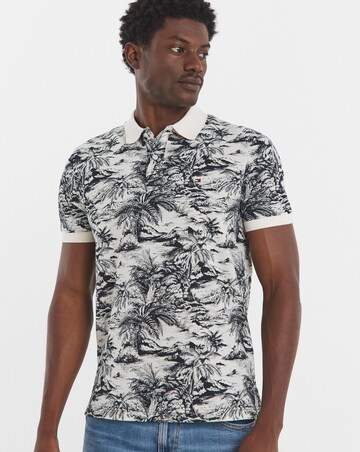 Tommy Hilfiger Printed Linen Mix Polo - Navy