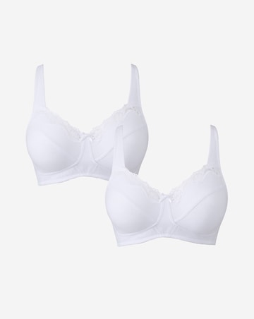 Pretty Secrets (2 Pack) Non Wired Cotton White Bras (B-G) White