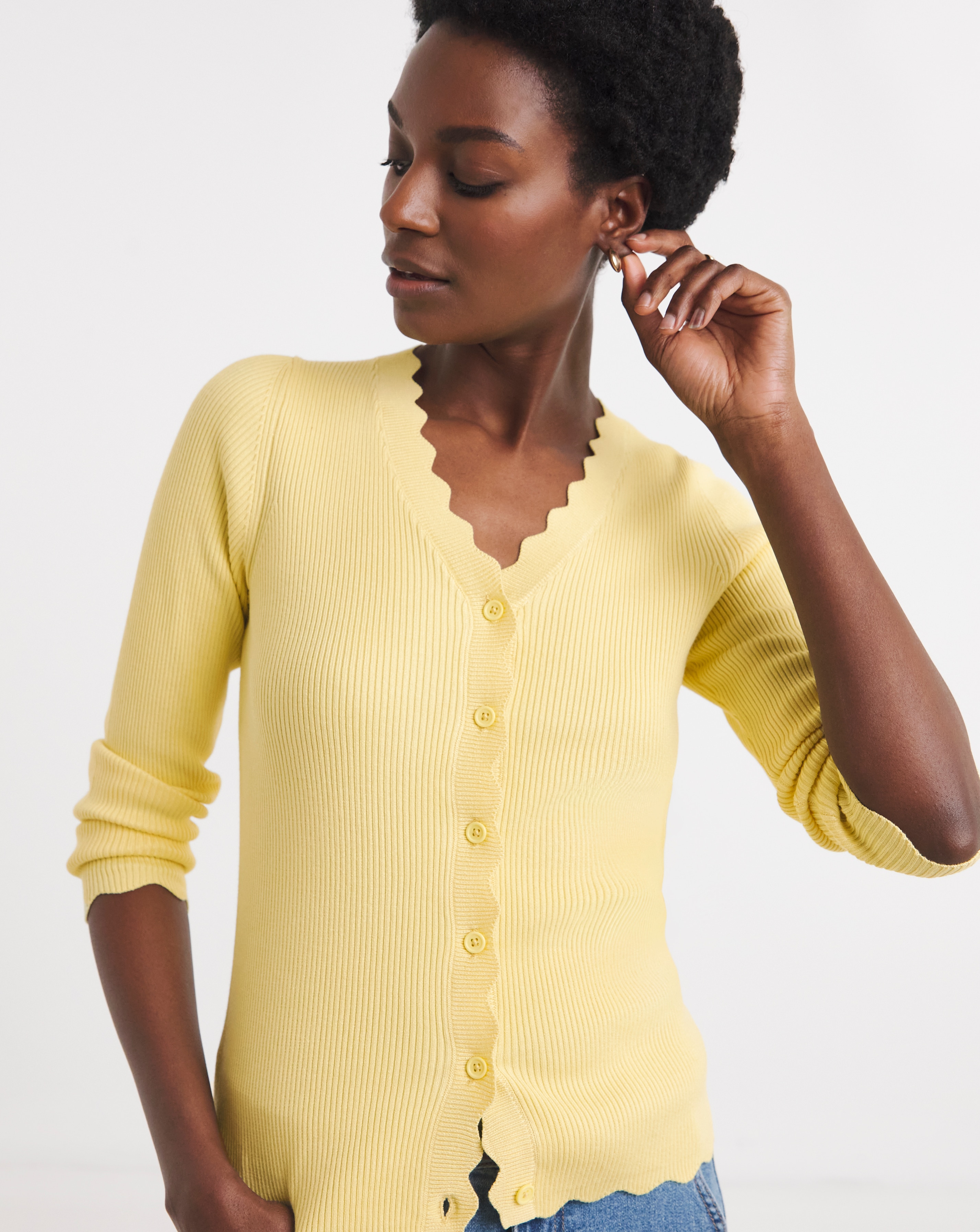 Scallop Hem Knitted Cardigan | JD Williams