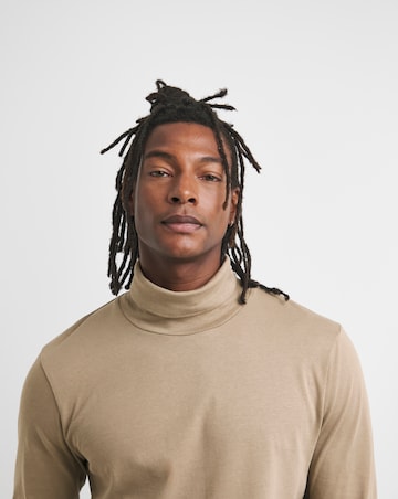 Long Sleeve Jersey Roll Neck Long Length- Taupe