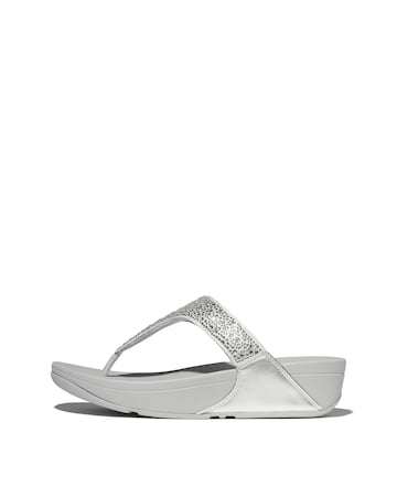 Fit Flop Silver Lulu Crystal Toe-Post Sandals -Standard Fit (D)