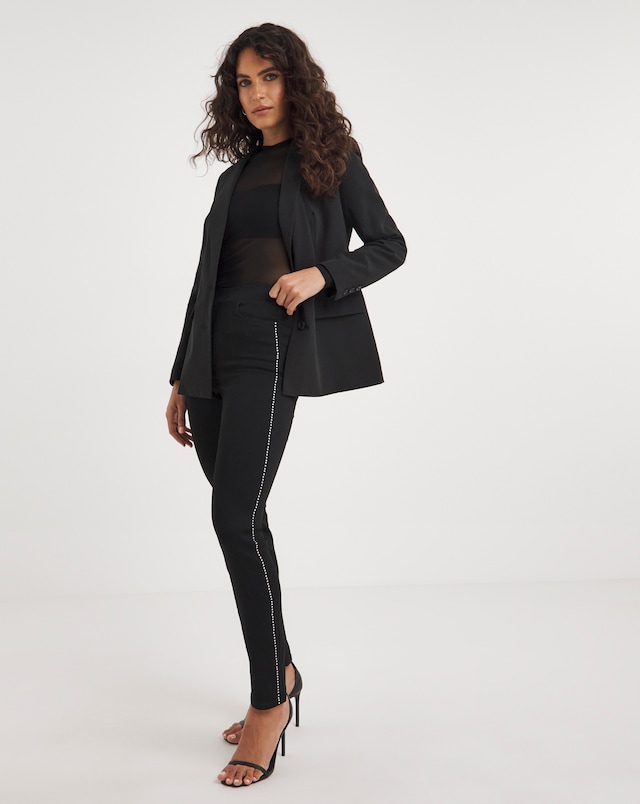 Black Embellished Side Slim Jegging