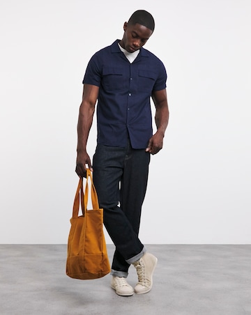 Double Pocket Revere Collar Linen Shirt