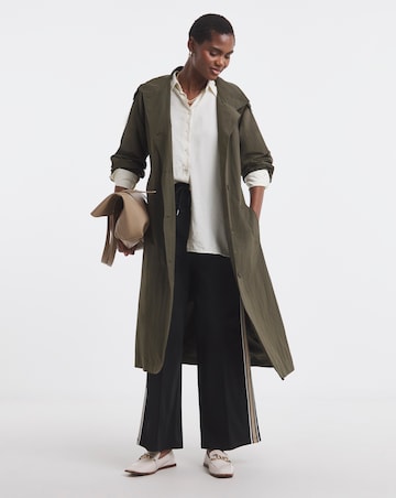 Khaki Funnel Neck Trench Coat