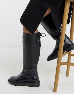 Rome Lace Up Back Riding Boots - Wide Fit (E) &amp; Curvy Calf