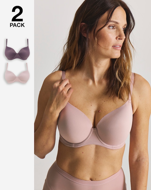 Pretty Secrets (2 Pack) Smoothing Microfibre T-Shirt Bras (B-F)